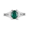 Thumbnail Image 3 of Oval-Cut Lab-Created Emerald & White Lab-Created Sapphire Ring Sterling Silver