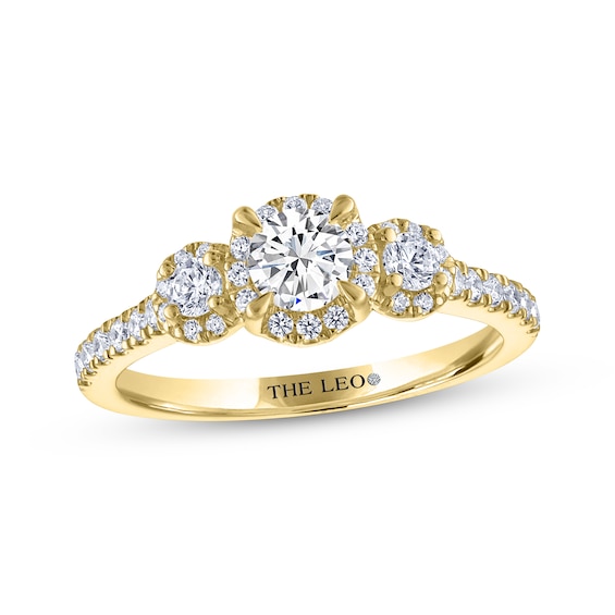 THE LEO Diamond Round-Cut Three-Stone Engagement Ring 7/8 ct tw 14K Yellow Gold