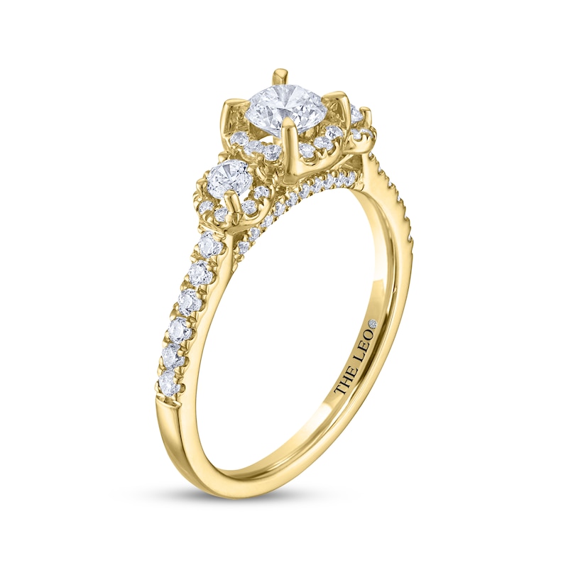 THE LEO Diamond Round-Cut Three-Stone Engagement Ring 7/8 ct tw 14K Yellow Gold