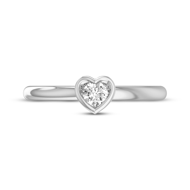 Main Image 4 of Round-Cut Diamond Solitaire Heart-Shaped Frame Engagement Ring 1/5 ct tw 14K White Gold (I/I2)