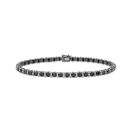 Men's Black & White Diamond Line Bracelet 6 ct tw Sterling Silver 8.5&quot;