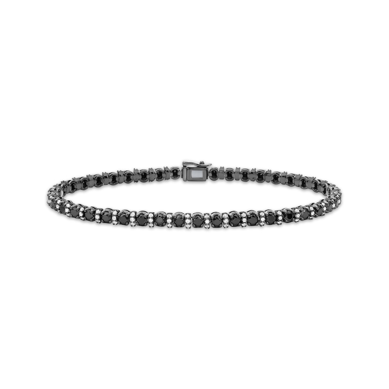 Main Image 1 of Men's Black & White Diamond Line Bracelet 6 ct tw Sterling Silver 8.5&quot;