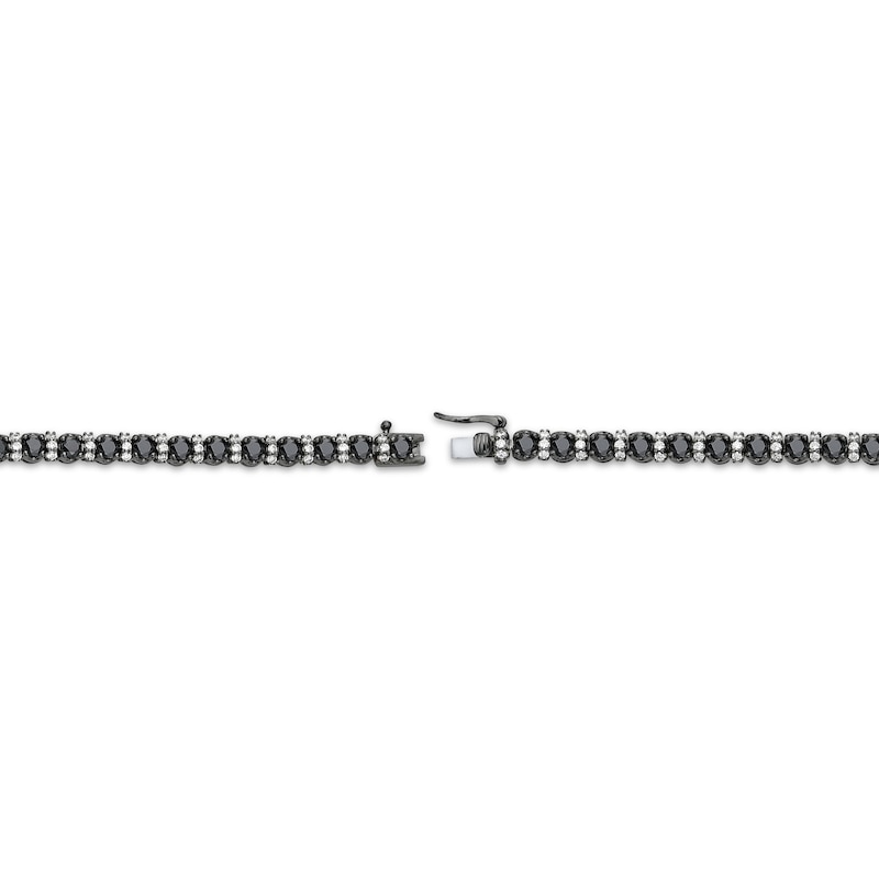 Main Image 3 of Men's Black & White Diamond Line Bracelet 6 ct tw Sterling Silver 8.5&quot;