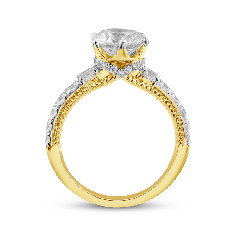 Main Image 3 of Threads of Love Round-Cut Lab-Grown Diamond Engagement Ring 2-3/4 ct tw 14K Yellow Gold