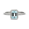 Thumbnail Image 2 of Emerald-Cut Aquamarine & Diamond Halo Ring 1/8 ct tw 10K White Gold