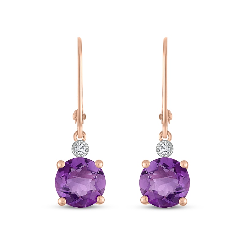 Main Image 1 of Amethyst & Diamond Accent Dangle Earrings 14K Rose Gold