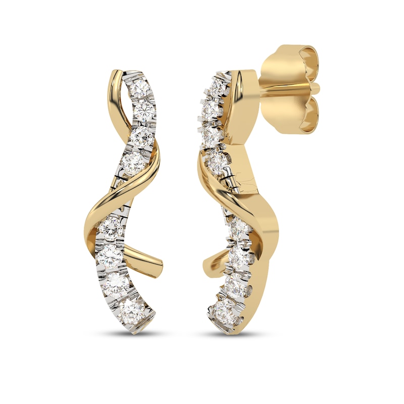 Main Image 1 of Diamond Twist Drop Earrings 1/3 ct tw 10K Yellow Gold