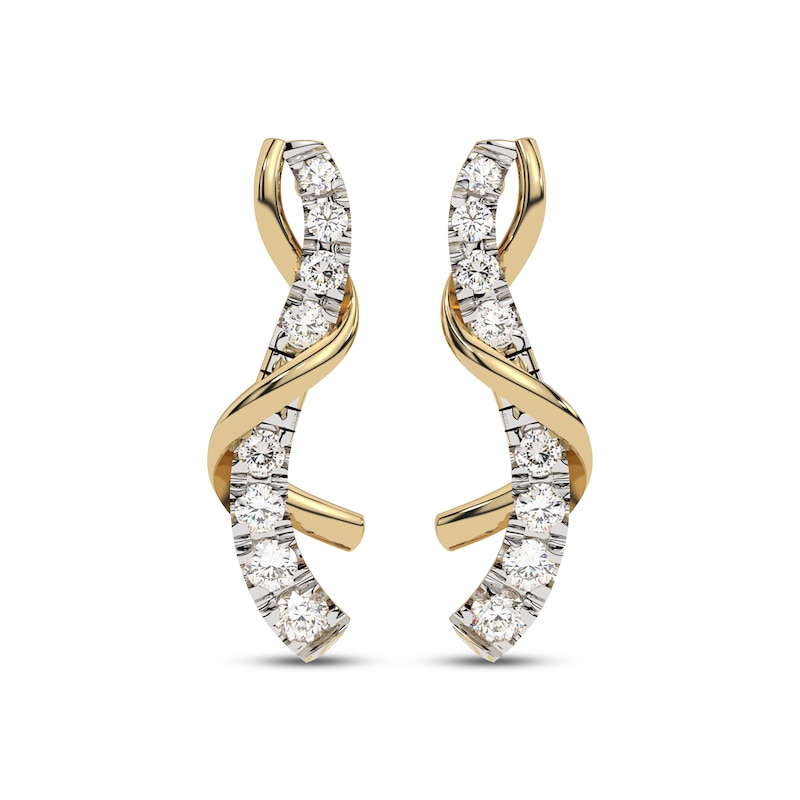 Main Image 2 of Diamond Twist Drop Earrings 1/3 ct tw 10K Yellow Gold