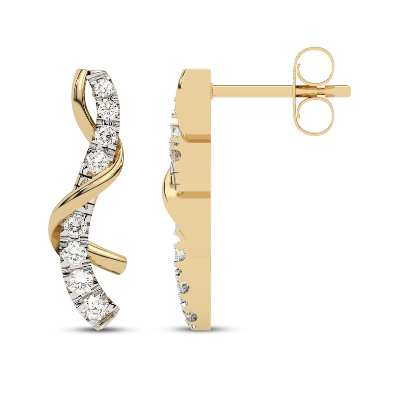 Main Image 3 of Diamond Twist Drop Earrings 1/3 ct tw 10K Yellow Gold