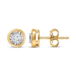 Radiant Reflections Round-Cut Diamond Bezel-Look Solitaire Stud Earrings 3/8 ct tw 10K Yellow Gold (J/I3)