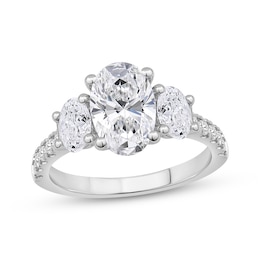 Memories Moments Magic Lab-Grown Diamonds by KAY Oval-Cut Three-Stone Engagement Ring 3 ct tw 14K White Gold