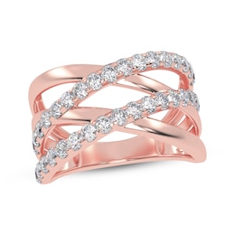 Diamond Multi-Row Crisscross Ring 1/2 ct tw 14K Rose Gold