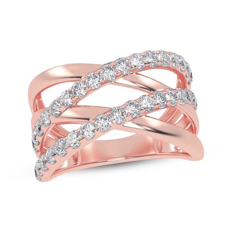 Main Image 1 of Diamond Multi-Row Crisscross Ring 1/2 ct tw 14K Rose Gold