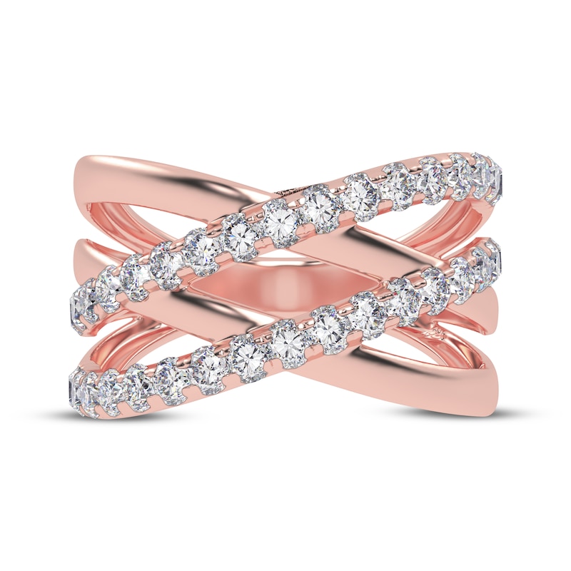 Main Image 3 of Diamond Multi-Row Crisscross Ring 1/2 ct tw 14K Rose Gold