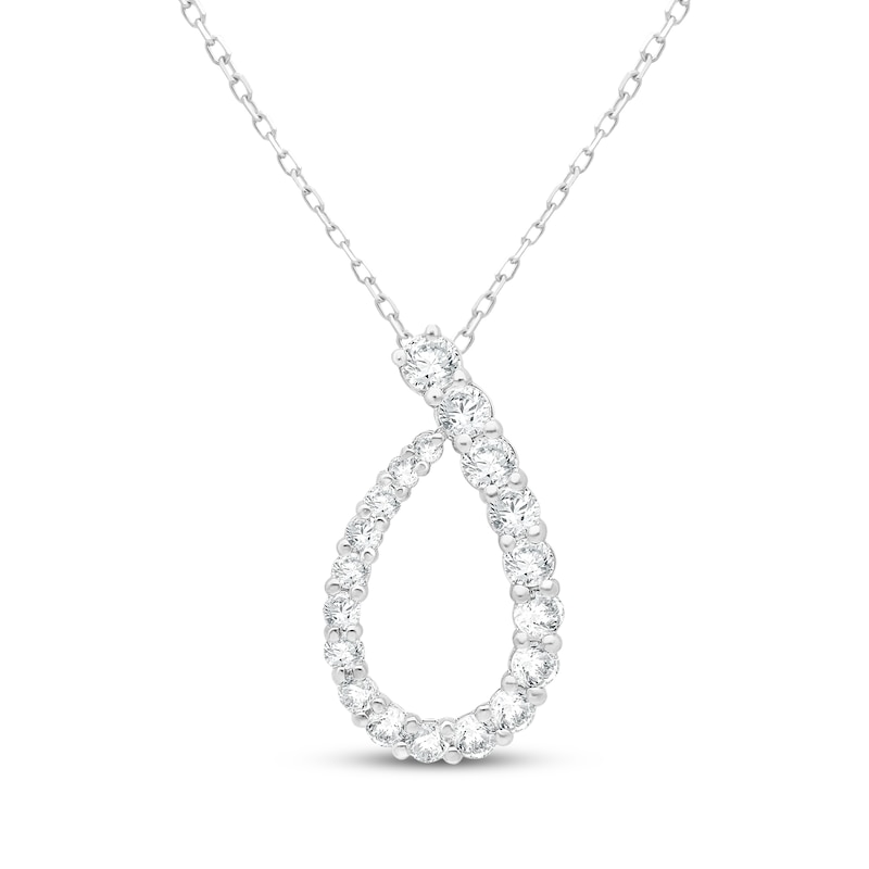 Main Image 1 of Lab-Grown Diamonds by KAY Graduated Teardrop Necklace 1/2 ct tw 14K White Gold 18&quot;