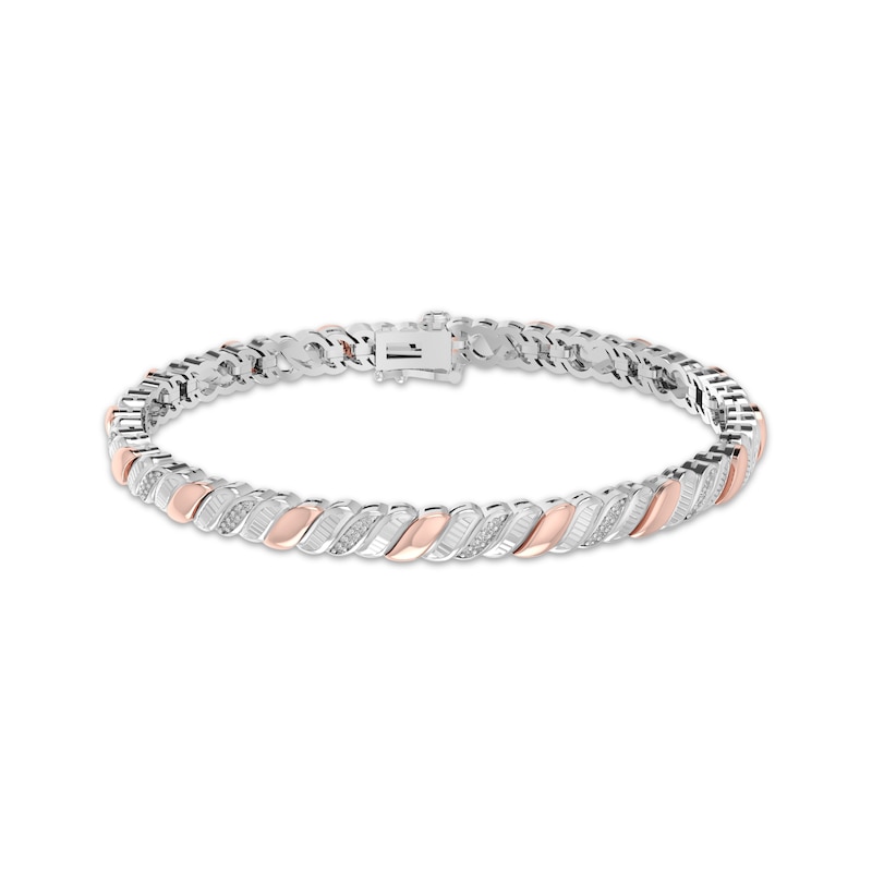 Main Image 1 of Diamond S-Link Bracelet 1/4 ct tw Sterling Silver & 10K Rose Gold 7.25&quot;