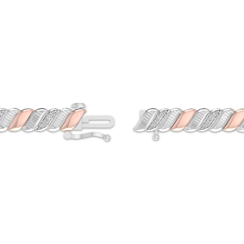 Main Image 3 of Diamond S-Link Bracelet 1/4 ct tw Sterling Silver & 10K Rose Gold 7.25&quot;