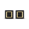 Thumbnail Image 2 of Men's Round & Baguette-Cut Black Diamond Square Stud Earrings 1 ct tw 10K Yellow Gold