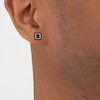 Thumbnail Image 3 of Men's Round & Baguette-Cut Black Diamond Square Stud Earrings 1 ct tw 10K Yellow Gold