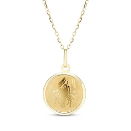 Zodiac Cancer Medallion Necklace 14K Yellow Gold 18&quot;