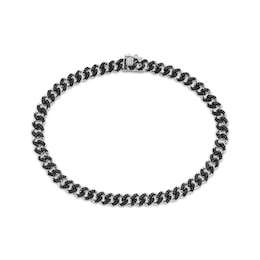 Men's Black Diamond Curb Chain Bracelet 1-1/4 ct tw Sterling Silver 8.5&quot;