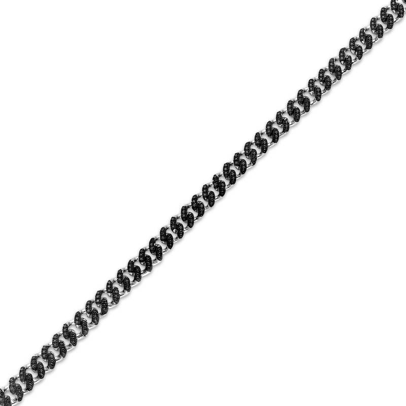 Main Image 2 of Men's Black Diamond Curb Chain Bracelet 1-1/4 ct tw Sterling Silver 8.5&quot;