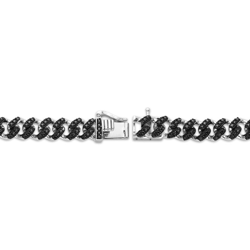 Main Image 3 of Men's Black Diamond Curb Chain Bracelet 1-1/4 ct tw Sterling Silver 8.5&quot;