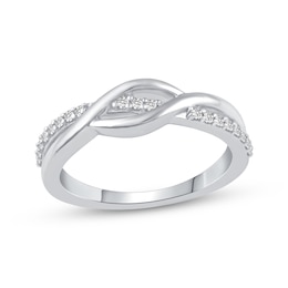 Diamond Wave Ring 1/6 ct tw Sterling Silver