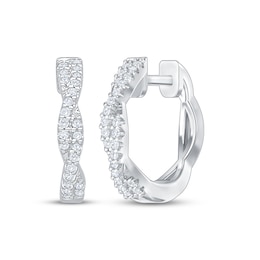 Diamond Twist Hoop Earrings 1/5 ct tw 10K White Gold