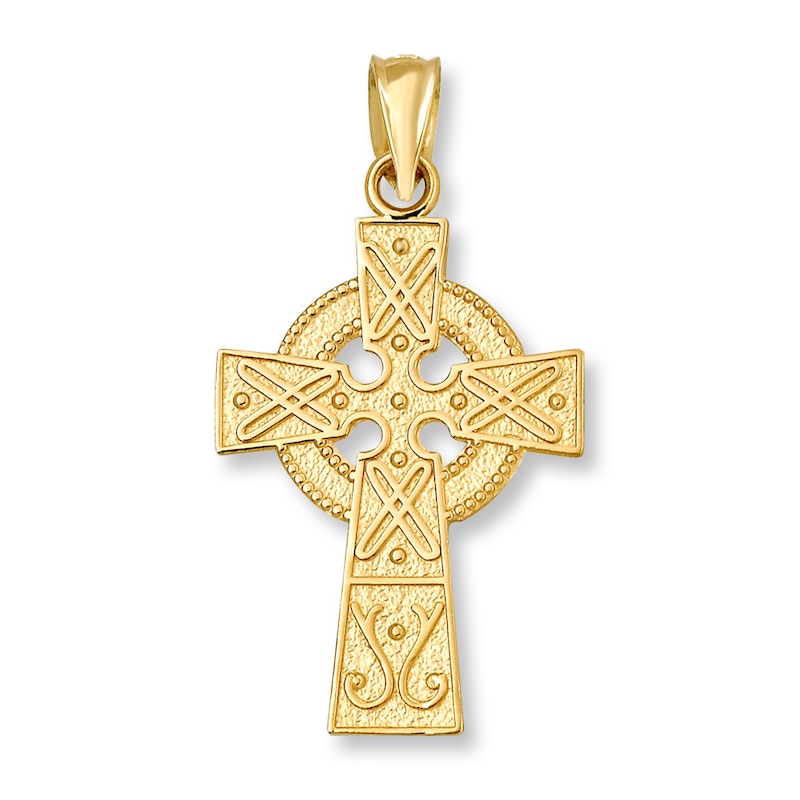 Gold Celtic Cross Charm - Mens - Large