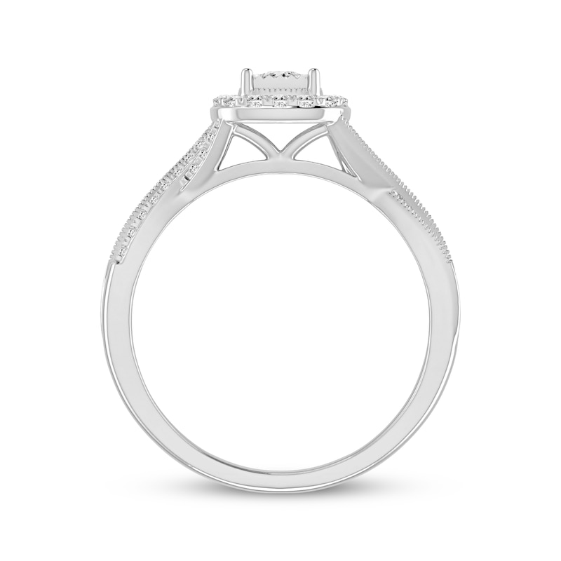 Main Image 3 of Vintage-Inspired Princess-Cut Diamond Bridal Set 1/3 ct tw 10K White Gold