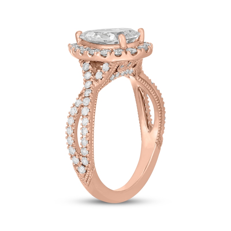 Main Image 2 of Neil Lane Artistry Pear-Shaped Lab-Grown Diamond Halo Engagement Ring 2-1/3 ct tw 14K Rose Gold