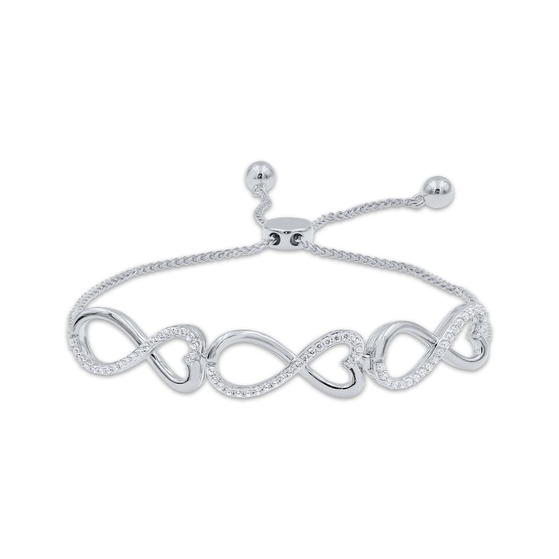 Main Image 1 of Diamond Infinity Hearts Bolo Bracelet 1/3 ct tw Sterling Silver