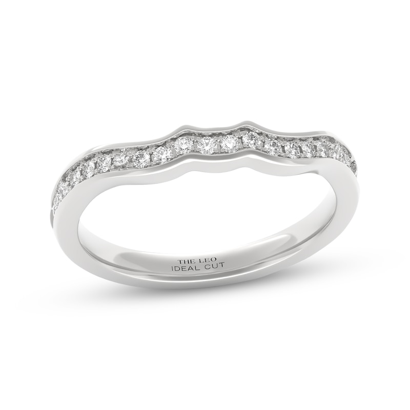 Main Image 1 of THE LEO Ideal Cut Diamond Contour Wedding Band 1/5 ct tw 14K White Gold