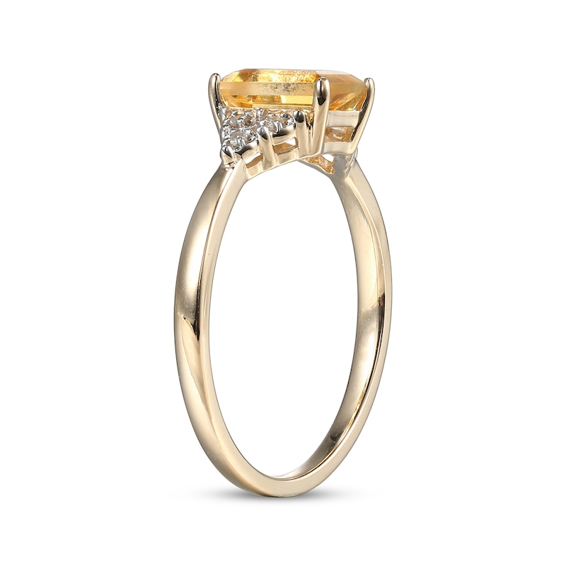Emerald-Cut Citrine & Diamond Accent Ring 10K Yellow Gold