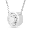 Thumbnail Image 2 of White Lab-Created Sapphire Solitaire Bezel-Set Necklace Sterling Silver 18&quot;