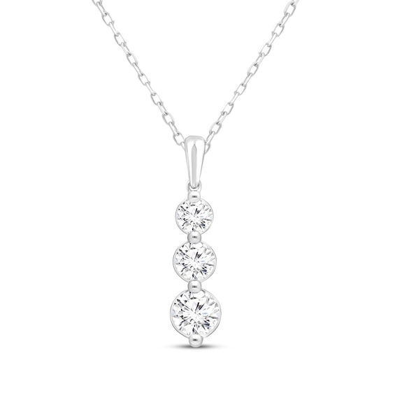Lab-Created Diamonds by KAY Three-Stone Necklace 2 ct tw 14K White Gold 18"