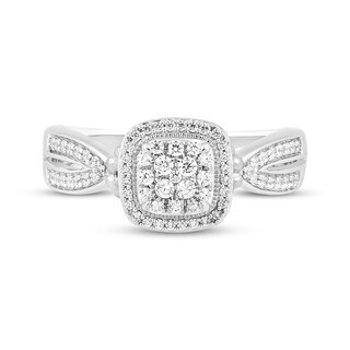 Multi-Diamond Cushion Halo Ring 1/3 ct tw Sterling Silver | Kay Outlet