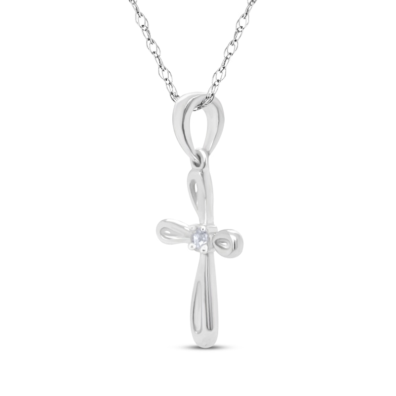 Main Image 2 of Diamond Accent Cross Necklace 14K White Gold 18&quot;