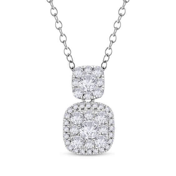Multi-Diamond Double Cushion Necklace 3/4 ct tw 10K White Gold 18"