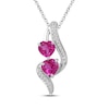 Thumbnail Image 1 of Heart-Shaped Pink Lab-Created Sapphire & White Lab-Created Sapphire Swirl Necklace Sterling Silver 18&quot;