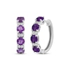 Thumbnail Image 1 of Amethyst & White Lab-Created Sapphire Hoop Earrings Sterling Silver