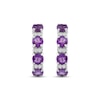 Thumbnail Image 2 of Amethyst & White Lab-Created Sapphire Hoop Earrings Sterling Silver