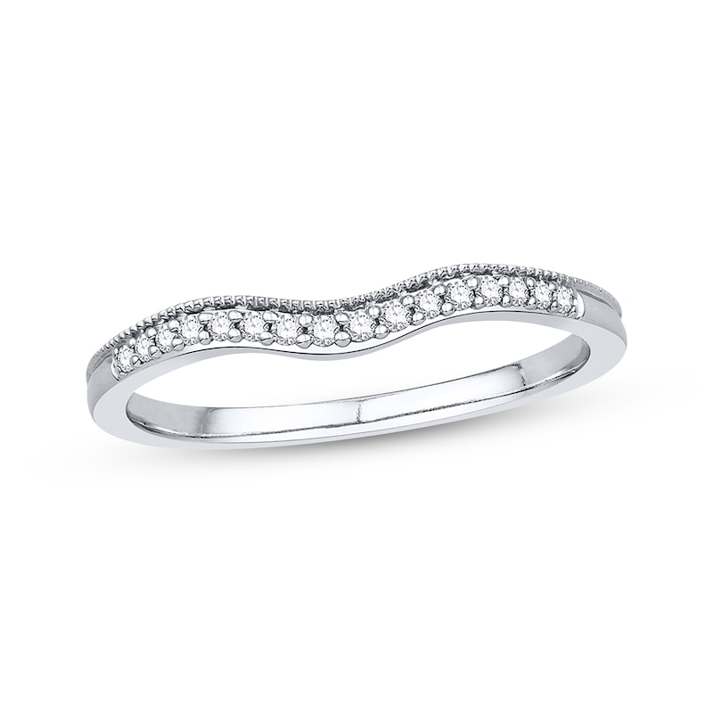 Main Image 1 of Diamond Wedding Band 1/10 ct tw Round-cut 10K White Gold