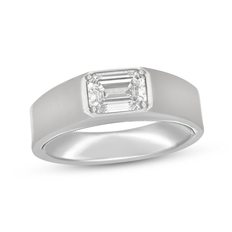 Main Image 1 of Men's Neil Lane Artistry Emerald-Cut Lab-Grown Diamond Solitaire Wedding Band 1-1/2 ct tw 14K White Gold