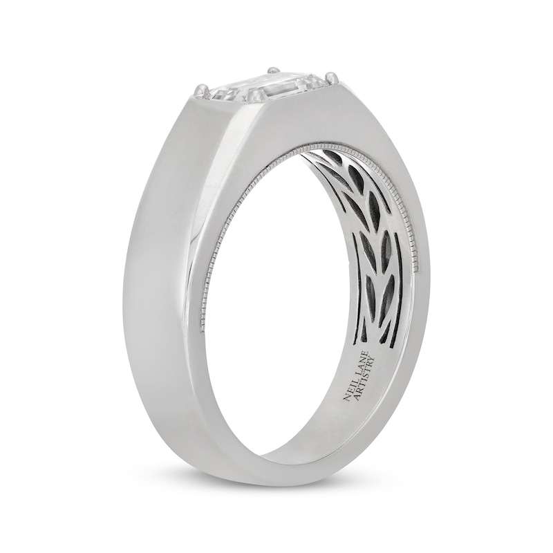 Main Image 2 of Men's Neil Lane Artistry Emerald-Cut Lab-Grown Diamond Solitaire Wedding Band 1-1/2 ct tw 14K White Gold