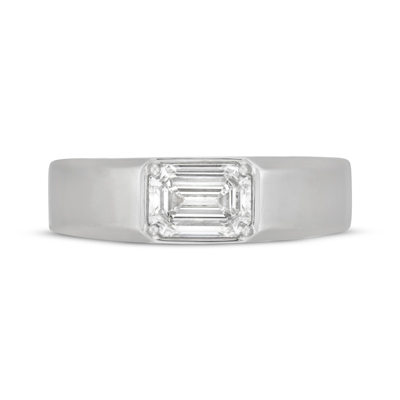 Main Image 3 of Men's Neil Lane Artistry Emerald-Cut Lab-Grown Diamond Solitaire Wedding Band 1-1/2 ct tw 14K White Gold