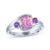 Thumbnail Image 1 of Cushion-Cut Lavender Lab-Created Opal & Amethyst Swirl Ring Sterling Silver