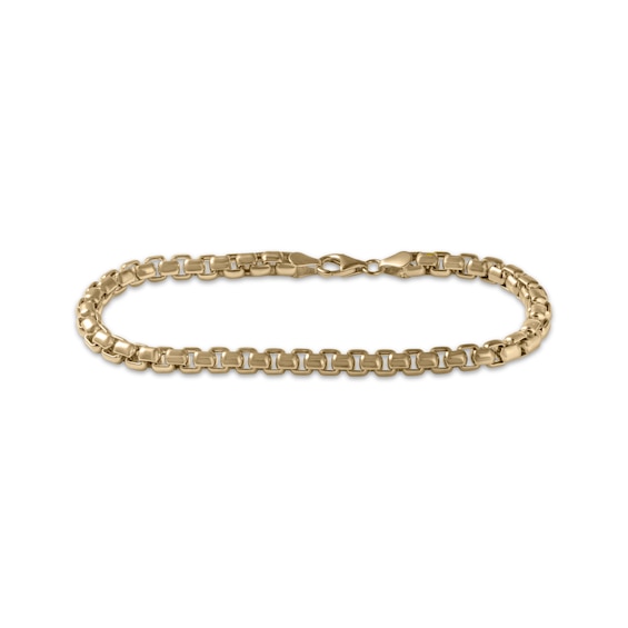 Round Box Chain Bracelet 5mm Hollow 10K Yellow Gold 8.5"