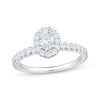 Thumbnail Image 1 of Oval-Cut Diamond Halo Engagement Ring 3/4 ct tw 14K White Gold